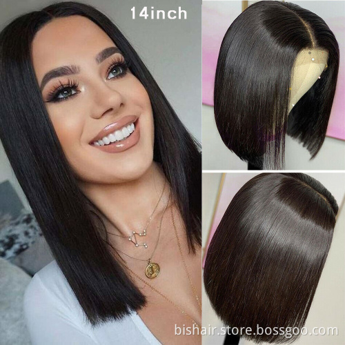 Cheap Price Short Bob Human Hair Wig,8inch-14inch Wholesale Brazilian Straight Hair Wig,4x4 Lace Front Closure Bob Wig For Women